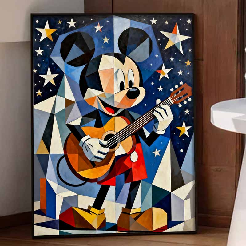 Disney 5d diamond painting, Mickey Guitar diamond art painting diy handmade sticker gift, home decoration painting