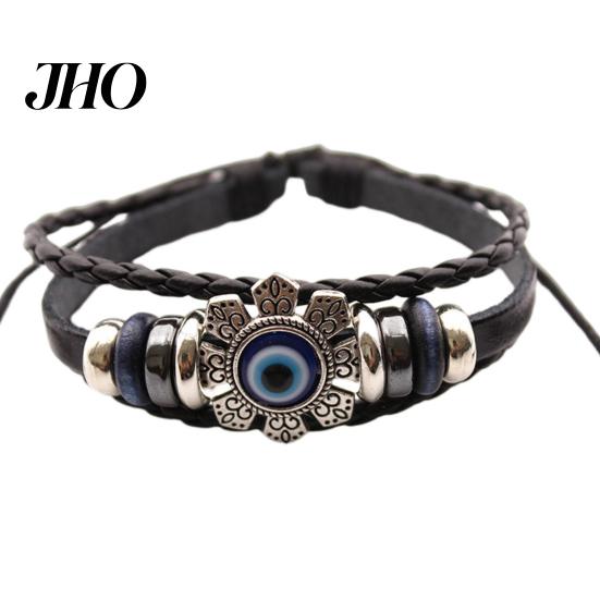 Bransoletka Damska Męska Sztuczna Skóra Bohemian Wielowarstwowa Koraliki Vintage Geometryczna Dekoracyjna Prezent Unisex Turecki Amulet Oko Przeciw Złu Biżuteria do Codziennego Życia Manżeta