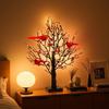 LED Christmas Tree Light with Cardinals Glowing Vintage Tree Decor Red Bird Trees Light Tabletop Festive Lights for Home Office Party