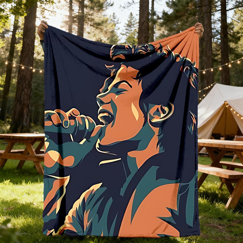 1pc Michael Jackson Outdoor Blanket Lightweight Flannel, Soft & Warm, All-Season Use for Sofa, Outdoor, Camping, Living Room, Office061