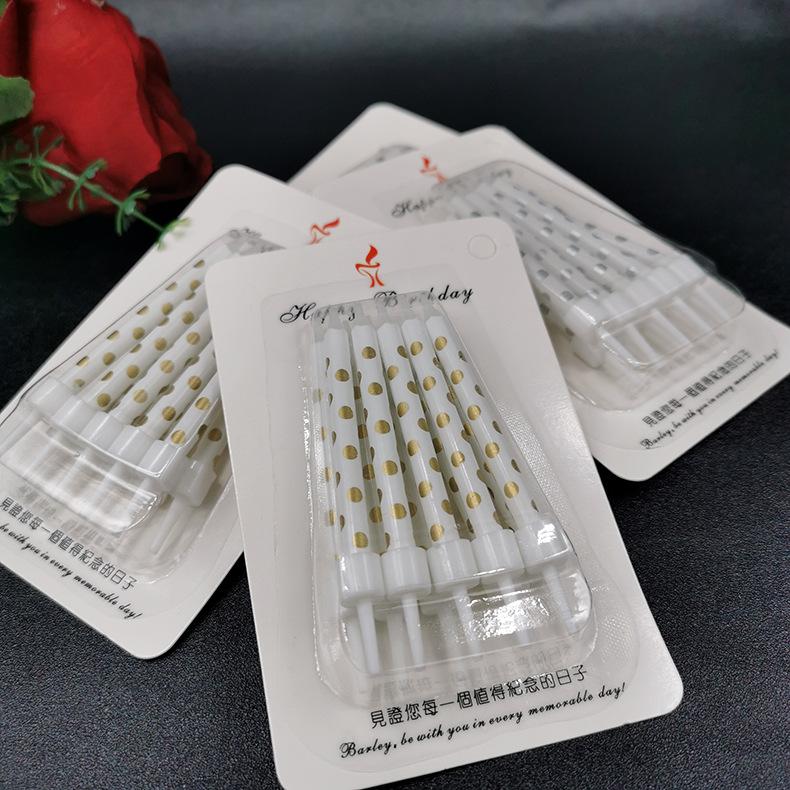 Children's Birthday Party Candles Romantic Golden Silver Polka Dots Candles Creative Cartoon Printing Polka Dots Birthday Candles