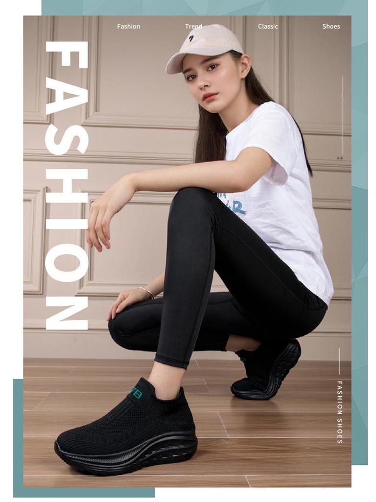 Große Damen Flyknit Atmungsaktive Freizeit Ältere Socken Schuhe