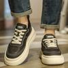 Casual board shoes new autumn and winter youth low-top flat-bottomed sports shoes leather surface breathable