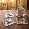 Double Sided Printed Drink Coasters 4Pcs Maple Leaf Squirrel Acrylic Coaster, 2D Reversible Cup Mat for Coffee Halloween Brain Pattern Table
