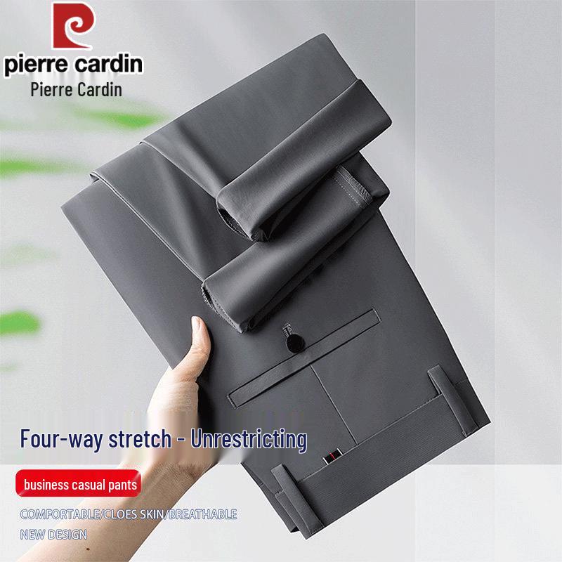 Pierre Cardin Men s Summer Thin Ice Silk Straight-Leg Business Casual Pants 34