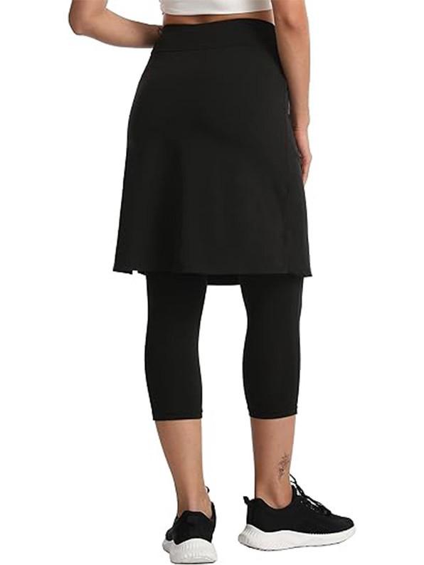Women's Knee-Length Golf Skirt with 3/4 Leggings and Pockets, High Elasticity
