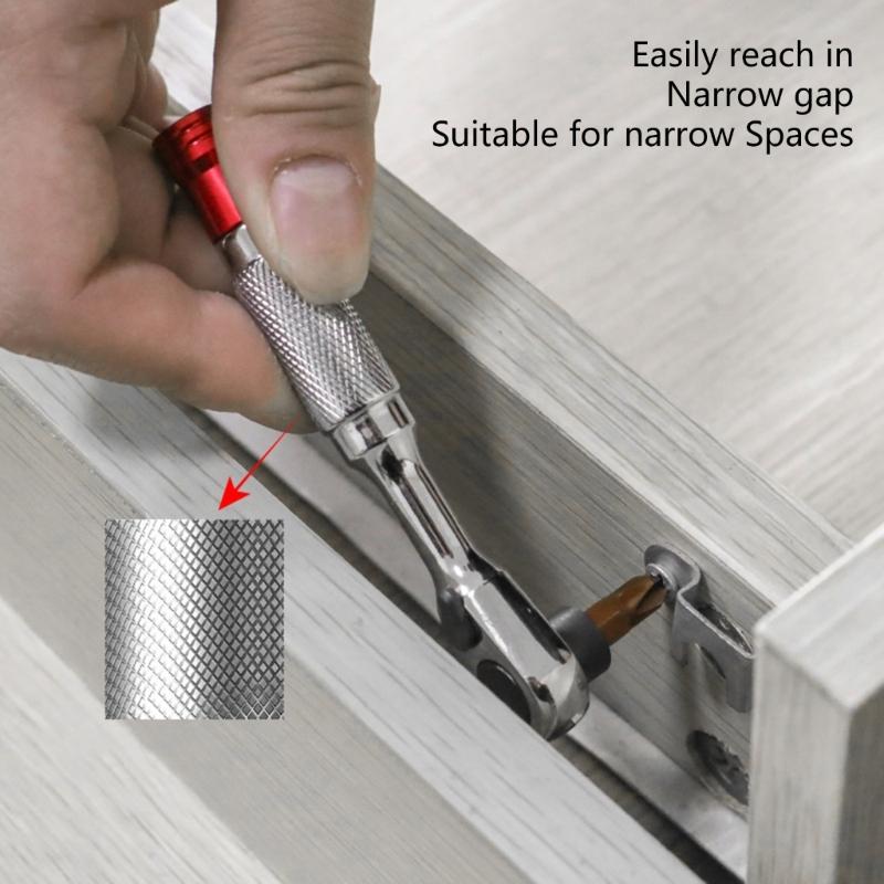 Double Ended Ratchet Wrench Tool Ergonomic Nonslip Handle 1/4" Drive Ratchet HandleFor Home Workshop Use