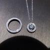 Korean Style Women's Necklace: Double Ring with Diamonds, Simple Luxury Design, Versatile Clavicle Chain Accessory