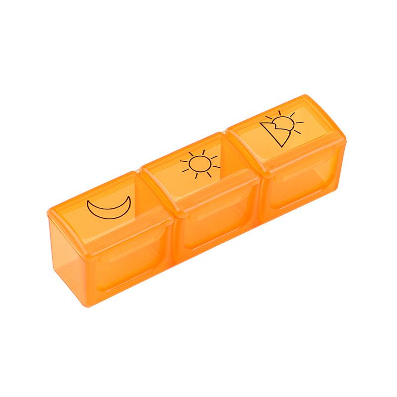 Přenosná vícebarevná mini krabička na pilulky se třemi denními přihrádkami