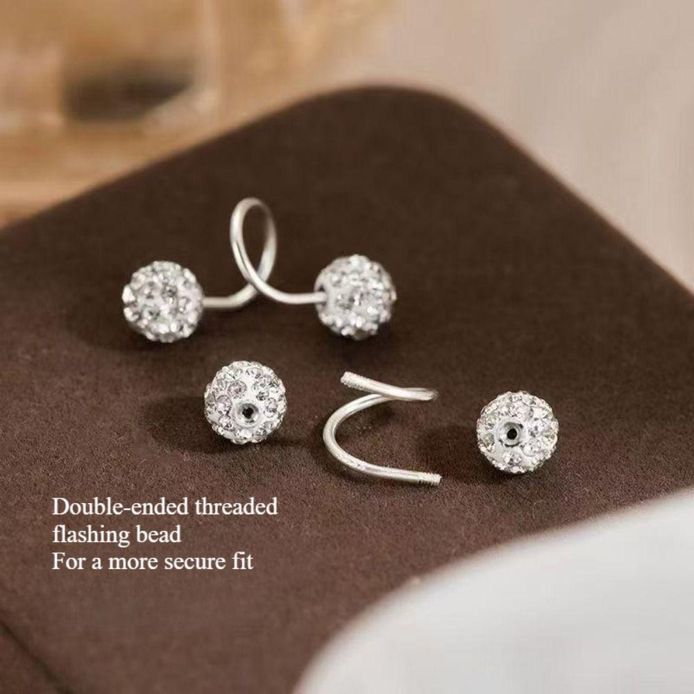 1 Pair Double-ended Stud Earrings Spiral Piercings Luxury Earrings Rhinestone Earrings  Women