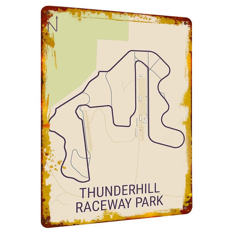 Thunderhill Raceway Park Track Layout Metal Wall Art Decor for Racing Enthusiasts Garage Decor