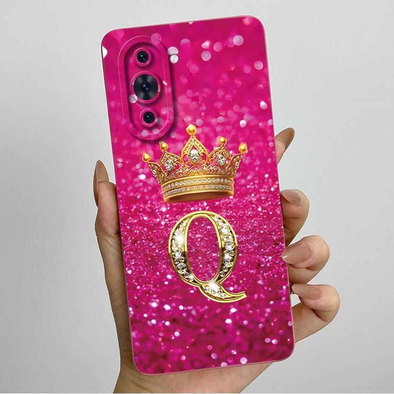 For Huawei Nova 10 Pro Nova10 Crown Initial Letter Couple Phone Case Huawei Nova 10 10Pro Soft Silicone TPU Protective Casing
