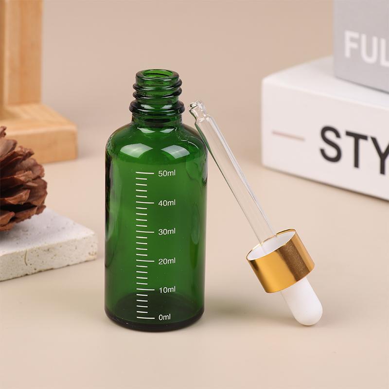 5Ml-100Ml Dropper Bottles With Scale Reagent Eye Drop Green Glass Aromatherapy Liquid Pipette Bottle Refillable Bottles Travel