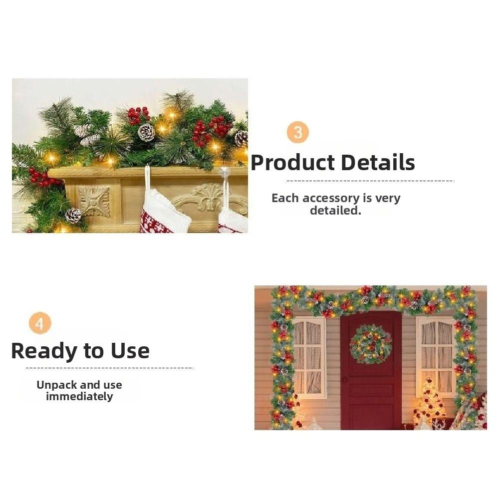 8 Modes LED Christmas Garland Waterproof Artificial Christmas Garland  Front Door Decor