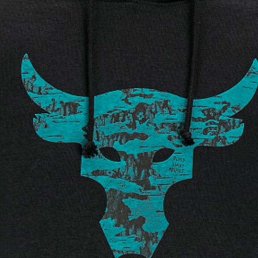 Under Armour Project Rock American Vintage Letter Print Hooded Short Sleeve T-Shirt Men Tops Black 1383227-001