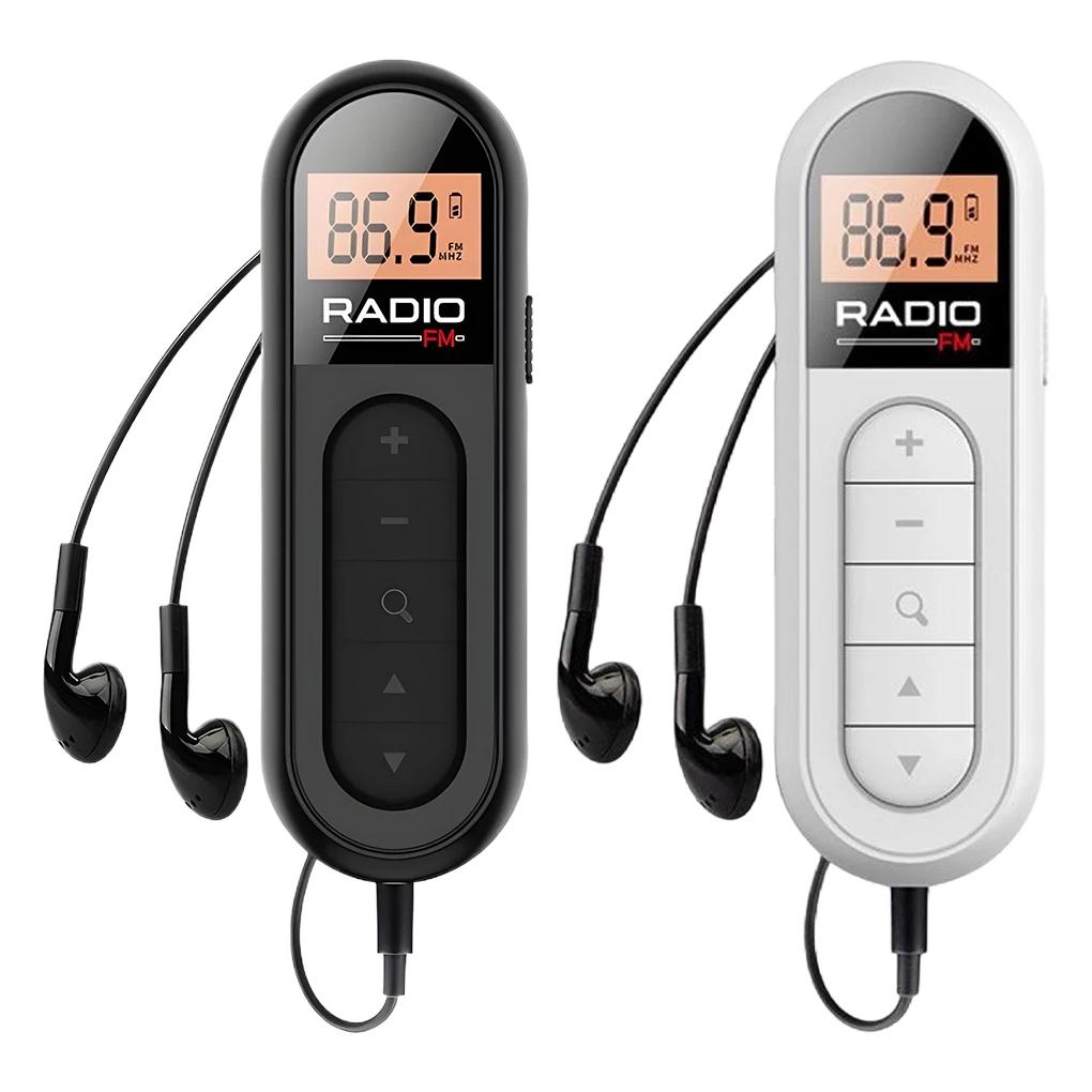 Mini Pocket FM Radio Portable Radio Receiver With Backlight LCD Display 3.5mm Headphone Receiving Antenna Type-c Chargin