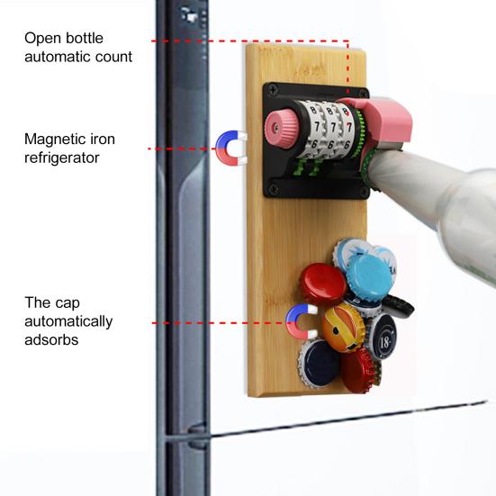 Magnetic Counting Bottle Opener Wall Mounted Beer Counter Bottle Opener Versatile Beverage Opener Drink Recording Tool