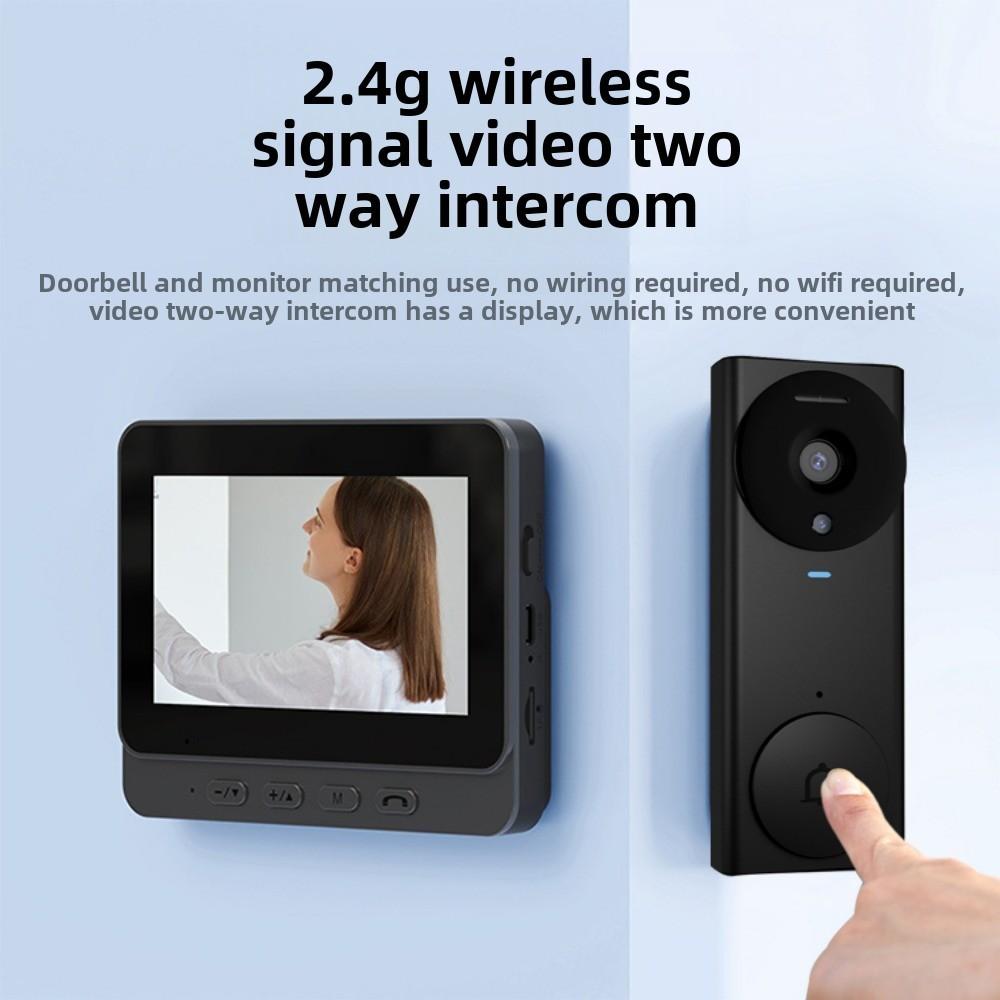 2.4G HD Doorbell Camera 4.3 Inch IPS Screen Smart Door Bell Home Office Apartment Video Intercom Door Camera