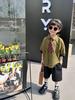Kids' Korean Style Short-Sleeve Tie Shirt - 2026 Summer Trendy Performance Wear for Boys