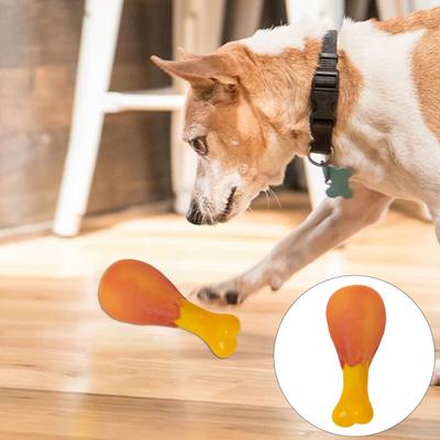 Brinquedo de cachorro com perna de frango, limpeza dos dentes, brinquedo de vinil resistente a mordidas com som, saúde bucal