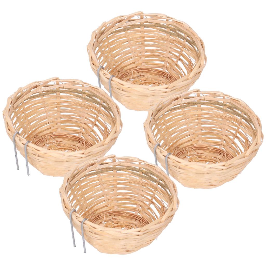 4pcs Bamboo Bird Nest Handmade Weaving Breeding Resting Bird House with Hook for Parrots Canary