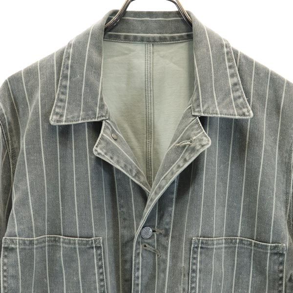OZONE ROCKS made in Japan stripe Denim Jacket L Gray Men's Used