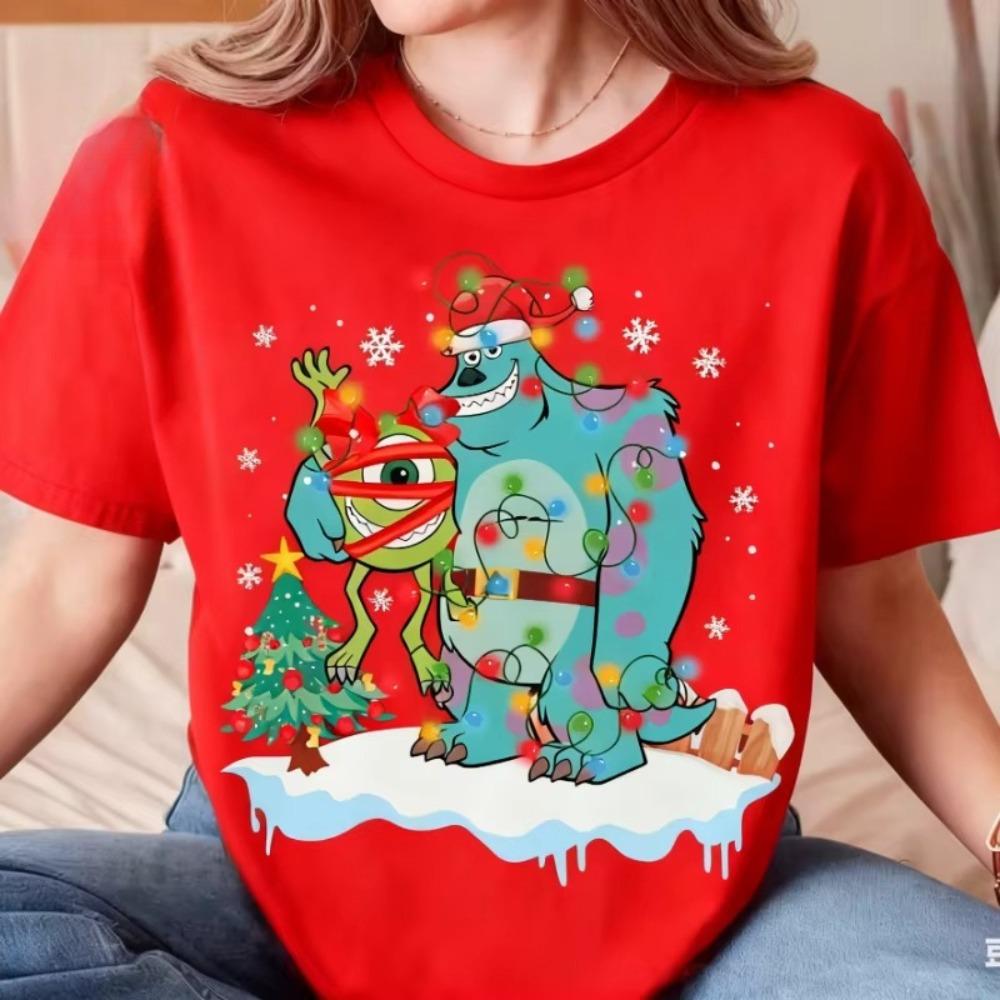 

Christmas Monsters Inc Women Unisex Summer TShirt Oversized Casual Loose Unisex Women Short Sleeve Tee skinfriendly cotton 4XL