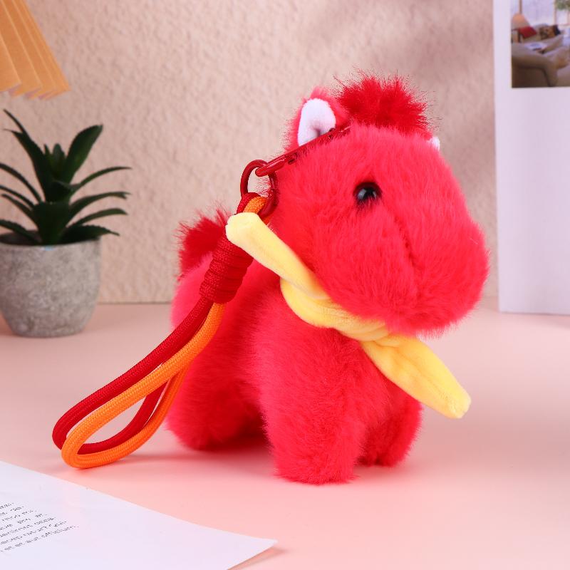 Cartoon Horse Stuffed Keychain Keyring Stuffed Pony Pendant Cute Soft Simulation Horse Keychain Room Decoration Doll