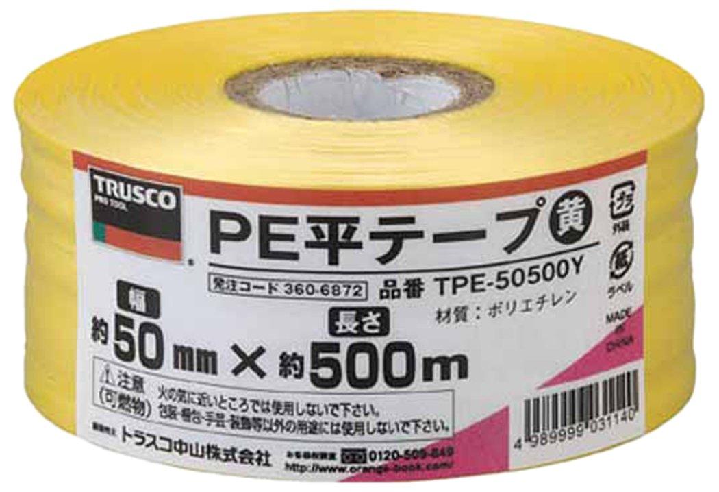TRUSCO PE flat tape 50mm x 500m Yellow TPE-50500Y 50mm×500m