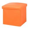 Actnow Storage Stool, PU Leather and Synthetic Leather, Foldable Storage Box, Living Room Chair, Entryway, Simple Furniture, 30*30*30cm (Orange)