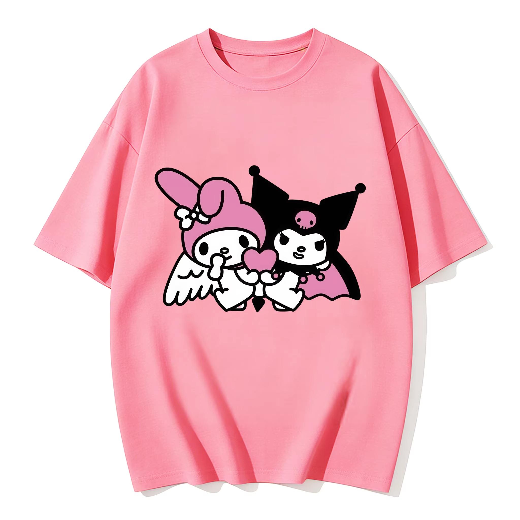 

2026 Kuromi Tee soft cotton short sleeve crew neck cute print lightweight summer top for Women daily casual wear S