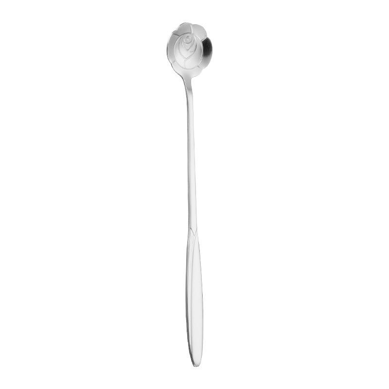 Stainless steel long handle stirring spoon milk powder coffee spoon dessert spoon creative golden small spoon small round spoon