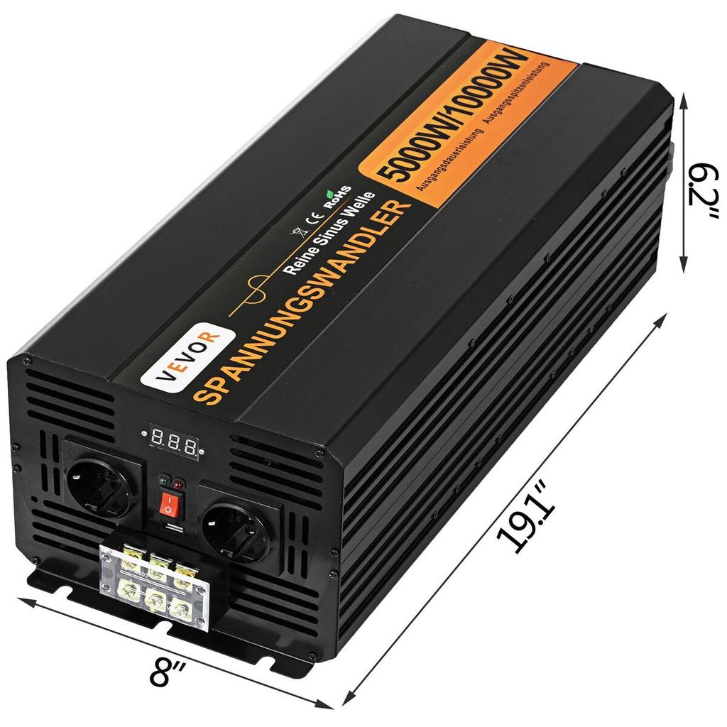 5000w 24v 230v Pure Sine Power Inverter Generator 10000w Peak Convenient