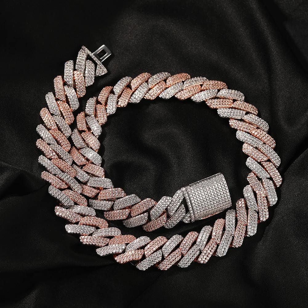 THE BLING KING 20mm Big Heavy Cuban Chain Micro Paved 3 Rows Cubic Zirconia Prong Link Choker Necklace Hiphop Punk Jewelry