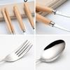 3PCS Stainless Steel Tableware Cutlery Set with Beech Handle Include Fork Spoon Chopsticks Case