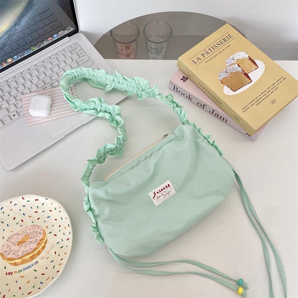 Versatile 2025 Pleated Canvas Shoulder & Crossbody Bag for Girls