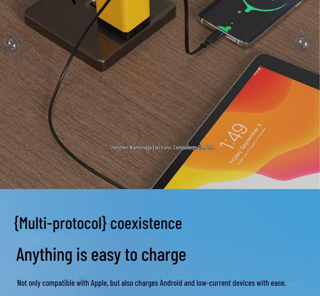 Dual-Port GaN Fast Charger with Retractable Cable for Apple, Huawei, Xiaomi