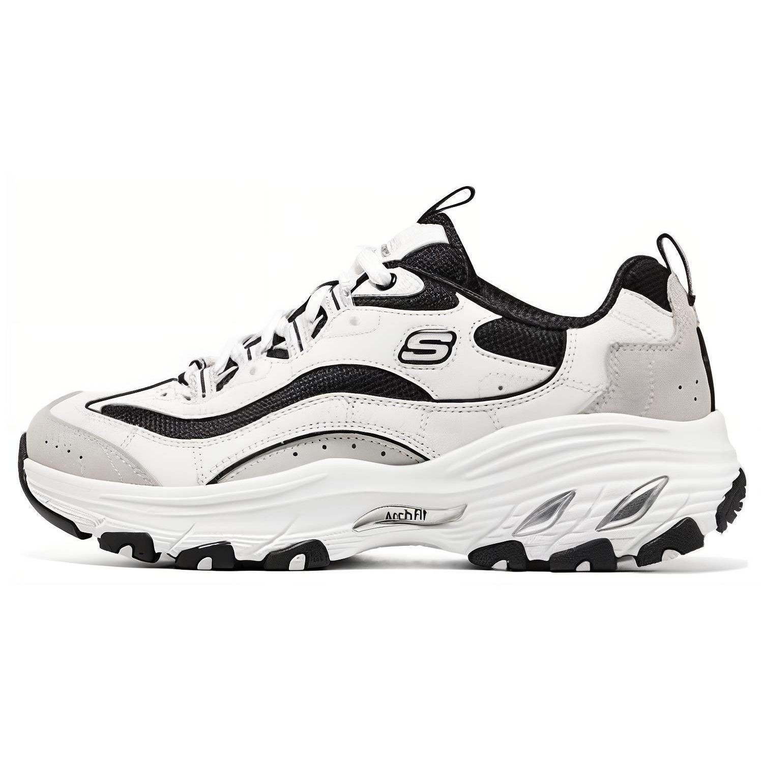 Skechers Arch Fit DLites Fabric Fashion Casual Comfortable Versatile Low Top Dad Shoes Women sneakers Black White 149805-WBK 35