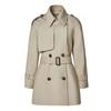 Women's Turn Down Collar Long Sleeve Loose Fit British Style Midi Trench Coat Belted Outerwear Jacket