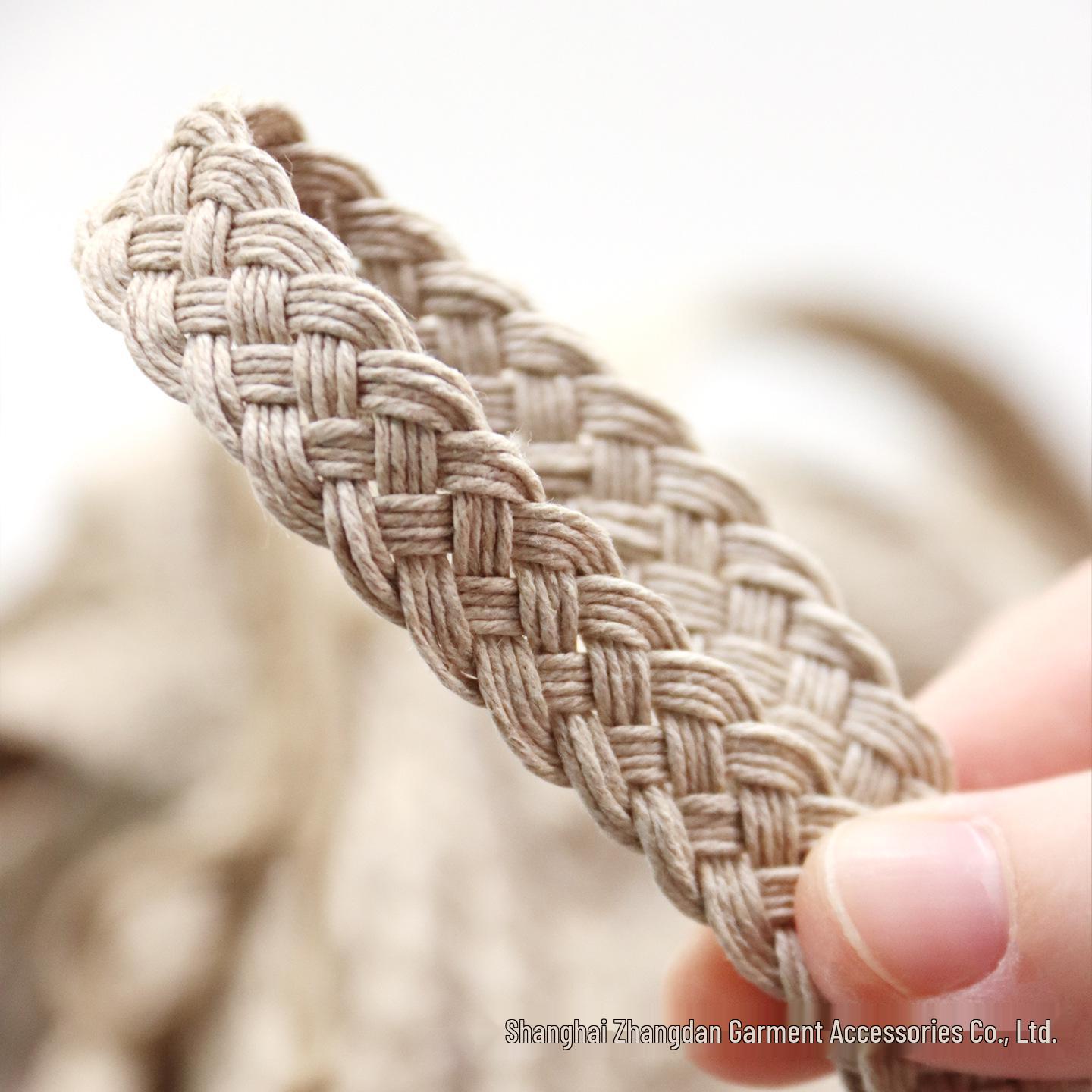 Woven Waxed Linen-Cotton Ribbon, 1.2cm Wide - Ideal for Crafts, Wearables, and Home Use