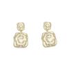 Gold-Plated S925 Silver Geometric Square Textured Earrings