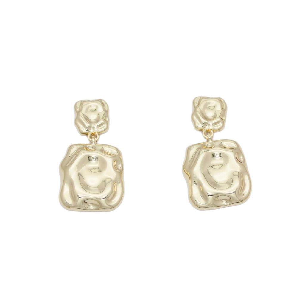 Gold-Plated S925 Silver Geometric Square Textured Earrings