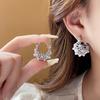 French Retro Premium Imitation Rice Pearl Ear Buckle Earrings Real Gold Electroplating Light Luxury Niche Geometric Earrings 