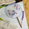 Semi-Transparent Embroidery Round Fan Chinese Style Vintage Hand Fan Dance Fan  Wedding