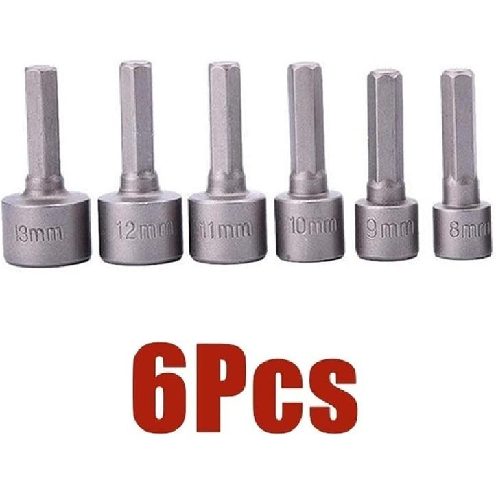 SUOFEILAIMU 14-3Pcs 5-12mm Hexagon Nut Driver Socket Screwdriver Wrench Set Drill Bit Adapter for Electric Screwdriver Handle Tool (Color : 6pcs