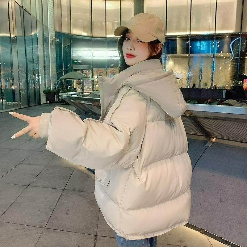 Zimní volná prošívaná bunda s kapucí Dámská s velkou kapsou Módní středně dlouhá prošívaná bunda Prošívaná bunda Trend