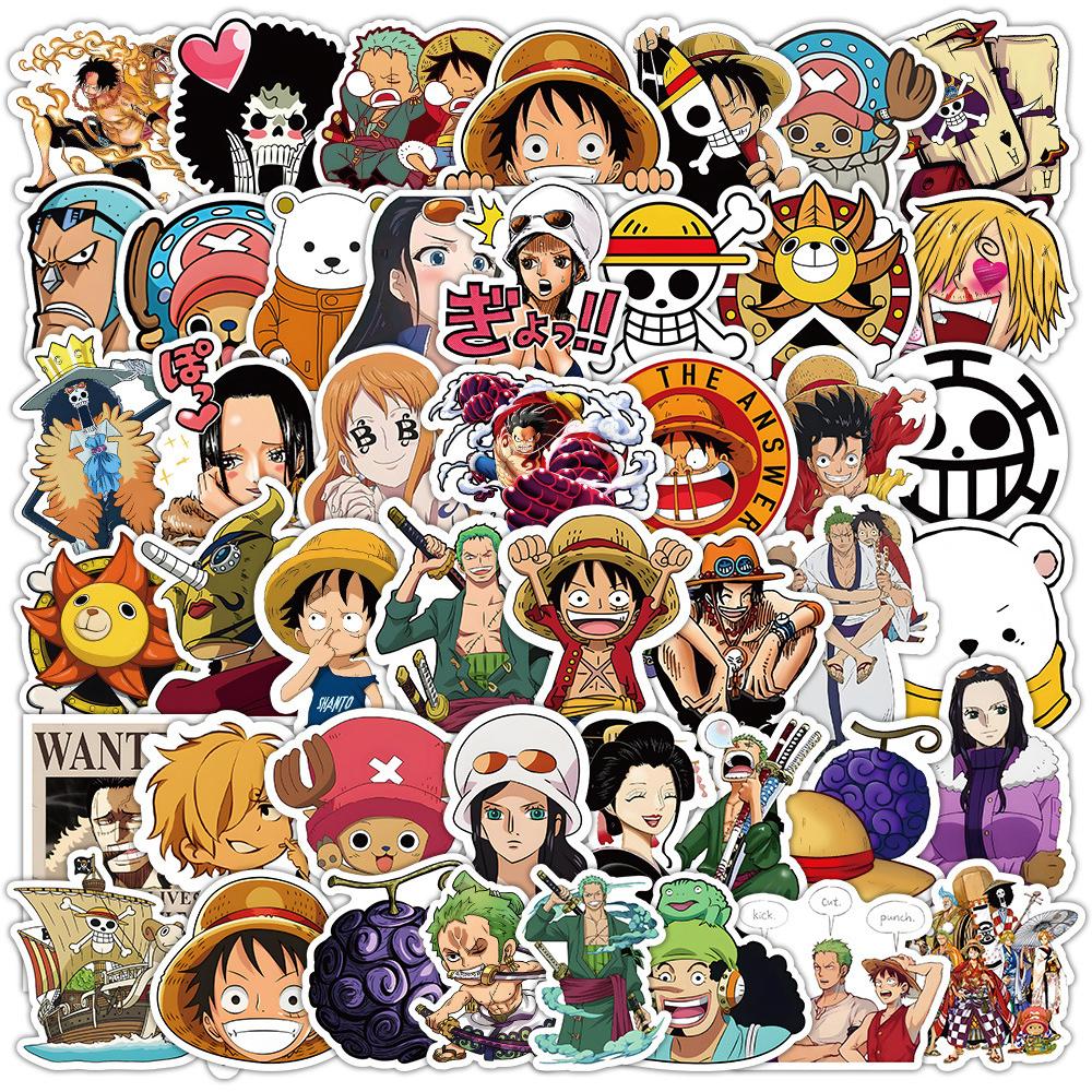 50/100pcs ONE PIECE Anime Stickers Cool Cartoon Decals Kid Toy DIY Stationery Suitcase Car Bike Waterproof Classic Manga Sticker