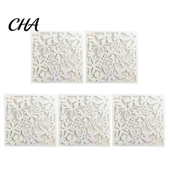 Decorative Wall Panel 5Pcs Hanging Room Divider Panel, Hollow Flower Butterfly Bird Screen, Easy Installation Partition Square for Home Living Office