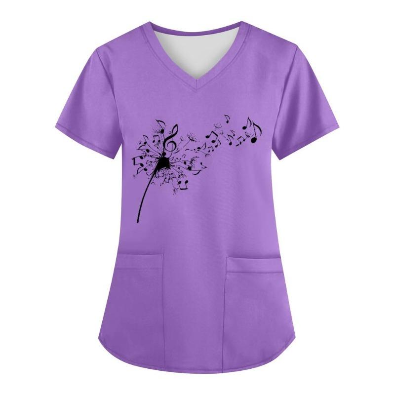 Plus Size Women's Fashion V-neck Short Sleeve Workwear with Pockets 3D Printed Tops