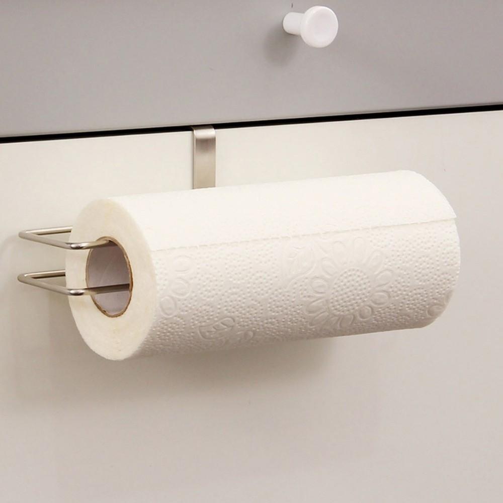 Metal Toilet Roll Holder Punch Free Cabinet Hanger Quality Kitchen Paper Towel Rack  Kitchen